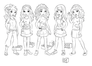 Página para Colorir Lego Friends Meninas