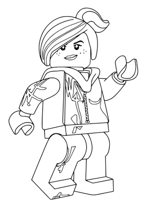 Wildstyle acenando, página de colorir média do Filme Lego, para imprimir grátis