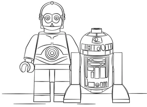 Página para Colorir Página para Colorir Lego Star Wars C-3PO e R2-D2