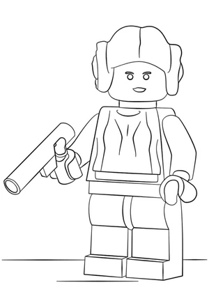 Página para Colorir Princesa Leia de Lego Star Wars