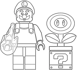 Página para Colorir Lego Luigi de Fogo