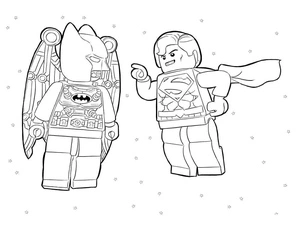 Página para Colorir Batman e Superman do universo Lego