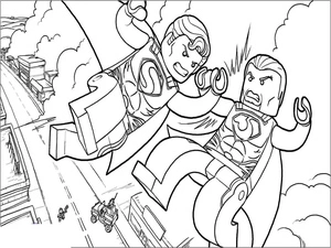 Página para Colorir Página para Colorir LEGO do Superman em Ação
