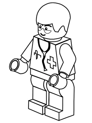 Doutor Lego sorrindo, fácil página para colorir Lego, imprimível grátis