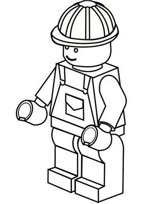 Personagem Lego com capacete, página para colorir fácil Lego, impressão gratuita