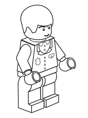 Página para Colorir Boneco Lego de Policial