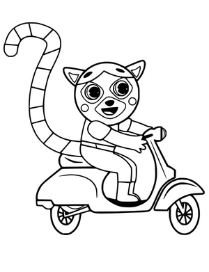 Página para Colorir Lêmure Pilotando Moto