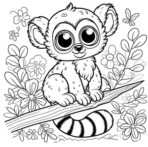 Página para Colorir de Lêmure para Imprimir