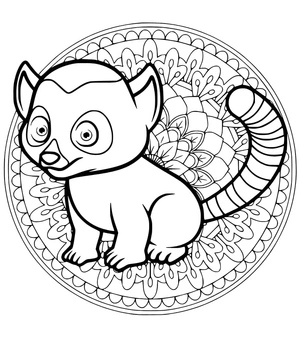 Página para Colorir Delícia Zentangle de Lêmure