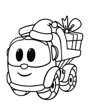 Página para Colorir Leo, o Caminhão Celebrando o Natal