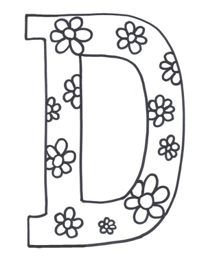 Página para Colorir Letra Floral D