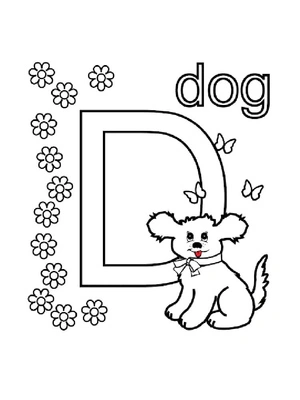 Página para Colorir A Letra D Representa um Cachorro