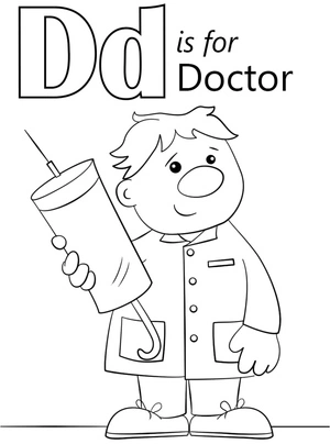 Página para Colorir A letra D representa Doutor