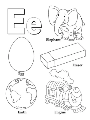 Página para Colorir Página para Colorir E de Elefante