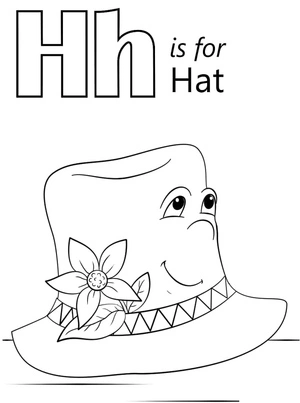 Página para Colorir H de Chapéu