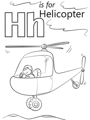 Página para Colorir Página para Colorir H de Helicóptero