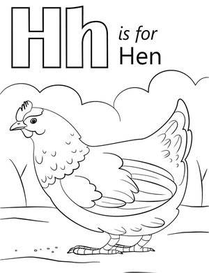Página para Colorir H de Galinha
