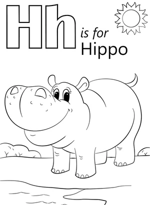 Página para Colorir Página para Colorir H de Hipopótamo