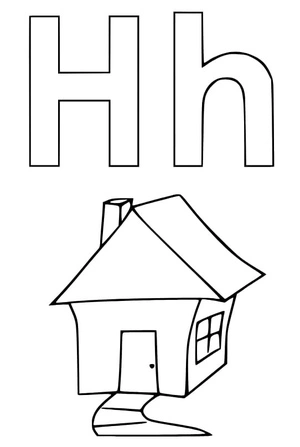 Página para Colorir Casa começa com a letra H.