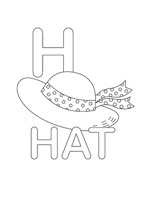 Página para Colorir A Página de Colorir é Sobre a Letra H e Chapéus