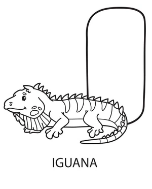 Página para Colorir Página para Colorir: Iguana começa com a letra I