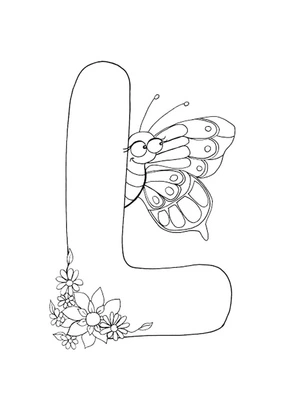 Página para Colorir Borboleta com a Letra L