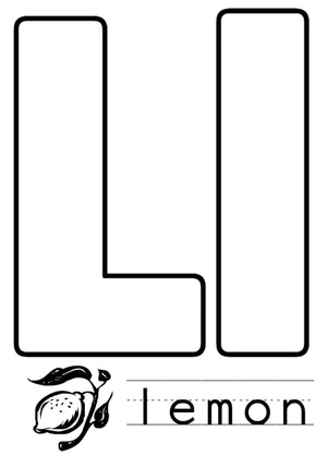 Página para Colorir Limão é representado pela letra L.