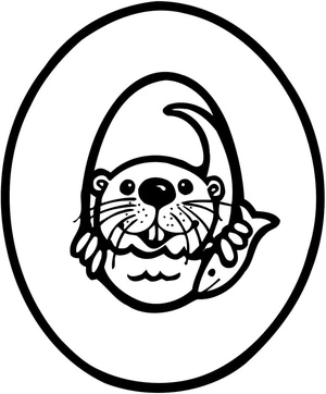 Lontra com peixe, fácil letra O página para colorir, imprimível grátis
