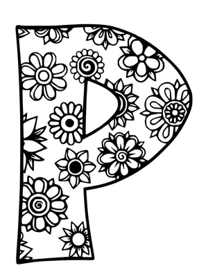 Página para Colorir Letra P Encantadora