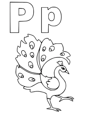 Página para Colorir P de Pavão