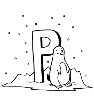 Página para Colorir P de Pinguim
