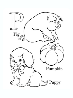 Página para colorir da letra P para imprimir