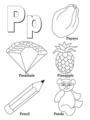Página para Colorir da Letra P para Imprimir