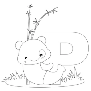 Página para Colorir Página para Colorir com um Panda para a Letra P