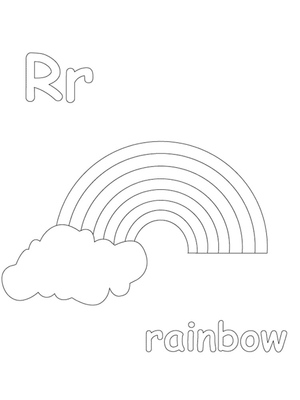 Página para Colorir R de Arco-Íris