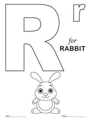 Página para Colorir Coelho para a Letra R