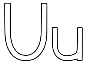 Letra U maiúscula e minúscula, fácil letra U, página para colorir grátis