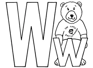 Página para Colorir Urso com a Letra W