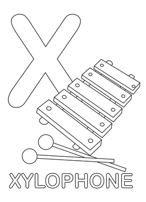 Página para Colorir X de Xilofone