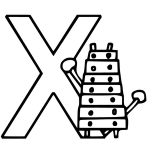 Página para Colorir Xilofone com a Letra X