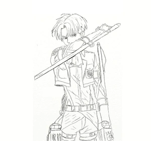 Página para Colorir Levi Ackerman - Guerreiro Bonito