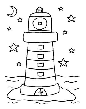 Página para Colorir Farol Adorável