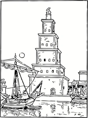 Página para Colorir Farol Envelhecido