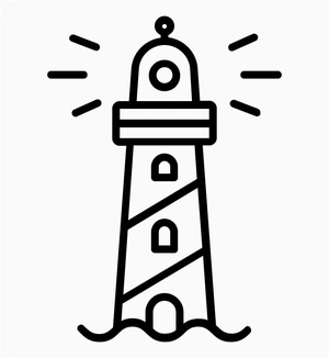 Página para Colorir Design Fácil de Farol para Crianças