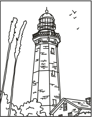 Página para Colorir Página de Colorir de Farol Grátis para Crianças