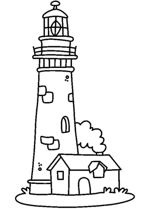 Página para Colorir Farol e Chalé