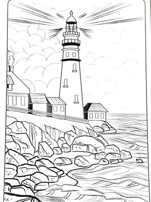Página para Colorir Farol Encantador