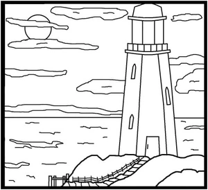 Página para Colorir Farol Noturno