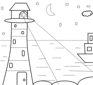 Página para Colorir Ilustração de Farol para Imprimir