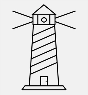 Página para Colorir Desenho Simples de Farol para Imprimir